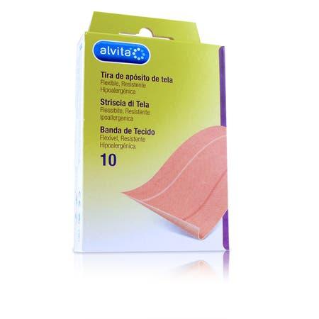 Alvita Cerotti In Striscia Di Tela 10 cm x 6cm 10 Pezzi