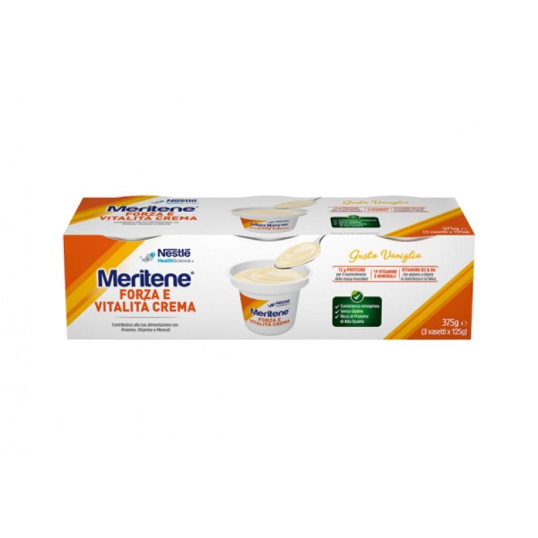 Nestle Meritene Forza e Vitalità Crema Vaniglia 3 Vasetti da 125 g