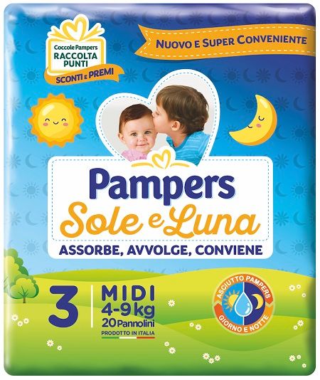 Pampers Sole & Luna Pannolino Per Bambino Midi 4-9 Kg 20 Pezzi