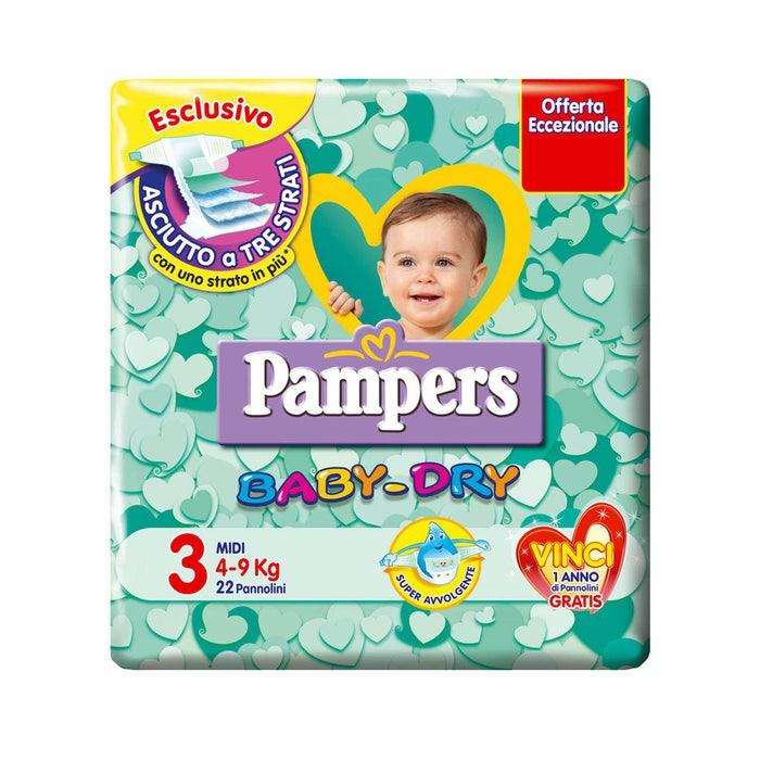 Pampers Baby Dry Midi Pannolini Tripla Azione 20 Pezzi 4-9 Kg Misura 3