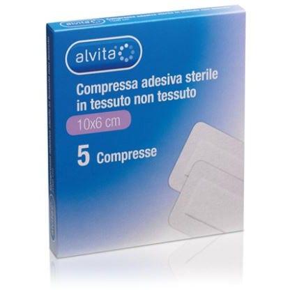 Alvita Garza Compressa Adesiva Sterile Bianco 10x6cm 5 Pezzi
