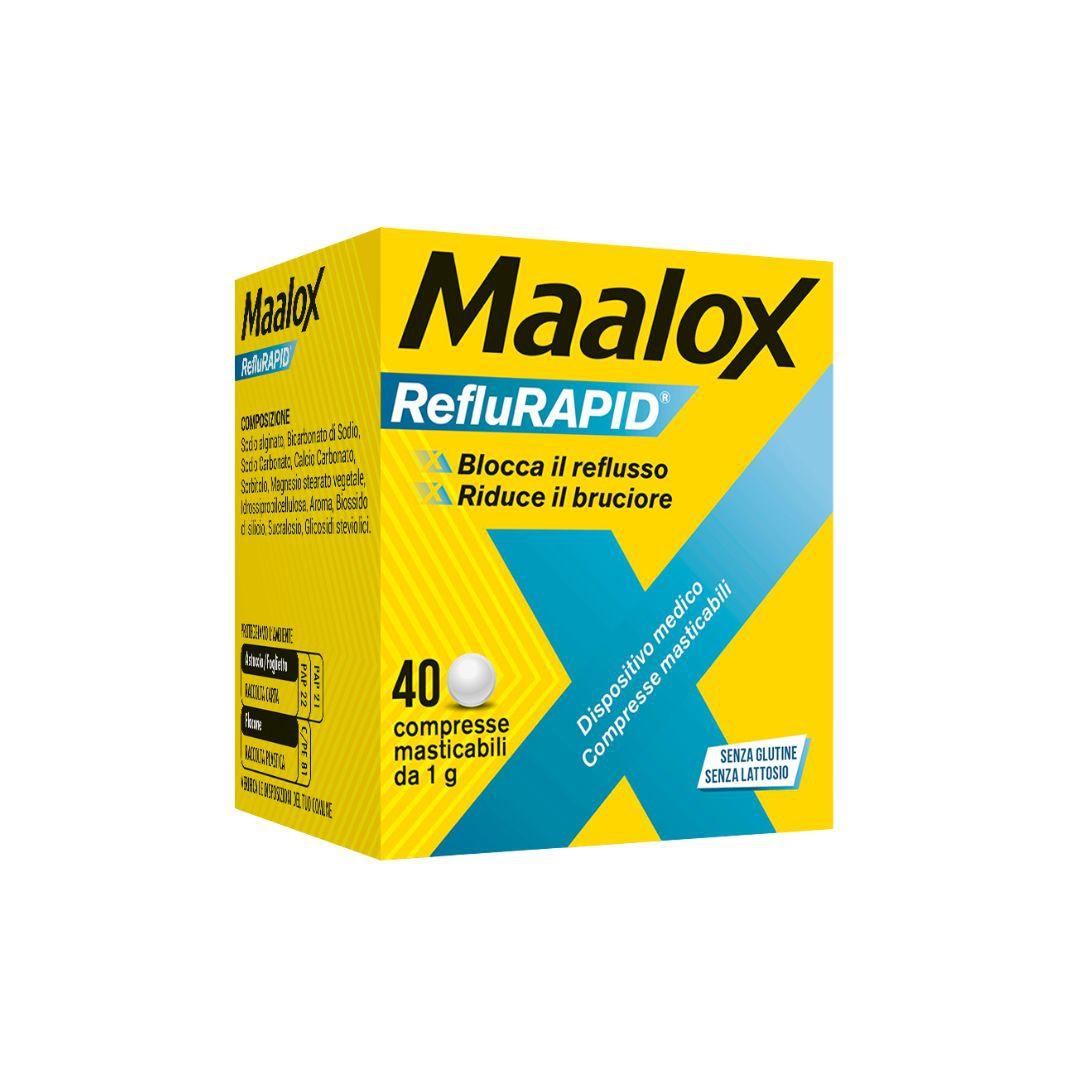 Maalox RefluRAPID per il Reflusso Gastrico e il Bruciore 40Compresse Masticabili