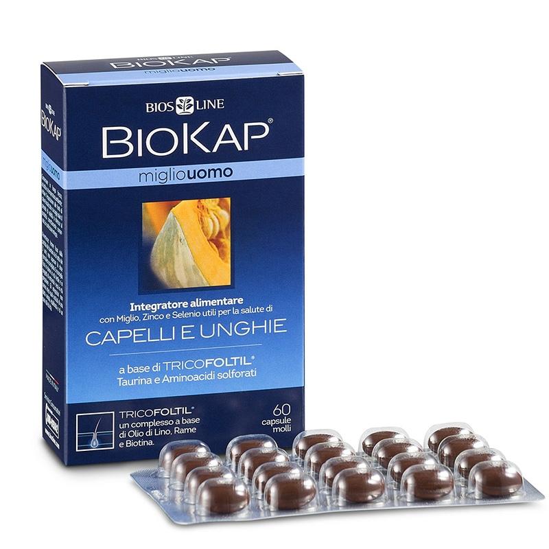 Bios Line Linea Capelli e Unghie Sani BioKap Miglio Uomo Integratore 60 Capsule