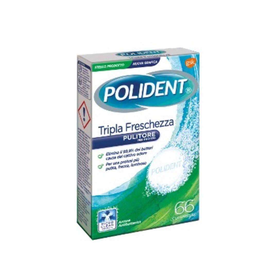 Polident Tripla Freschezza Pulitore per Protesi 66 Compresse Effervescenti