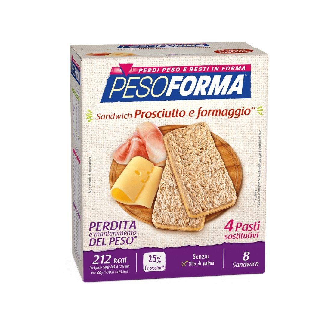Pesoforma Sandwich al Prosciutto e Formaggio 4 Pasti 8 Pezzi 200 g
