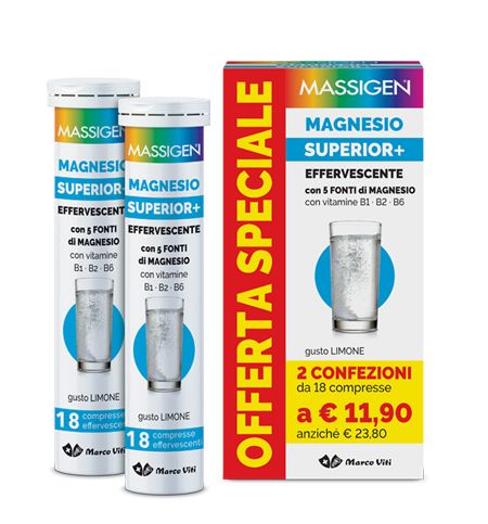 Massigen Magnesio Superior+ 18+18 Compresse Effervescenti Gusto Limone
