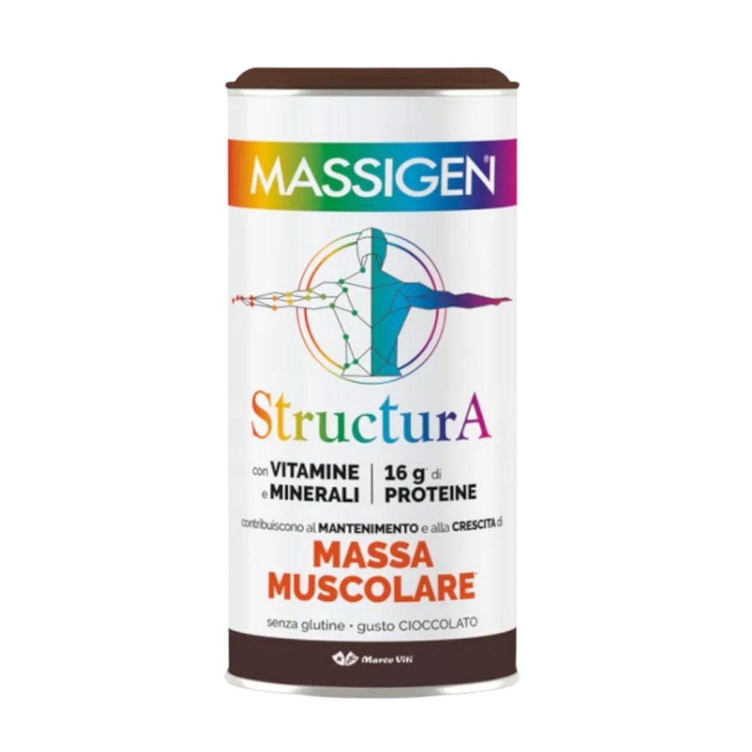 Massigen Structura Cioccolato Proteine per la Massa Muscolare 252gr