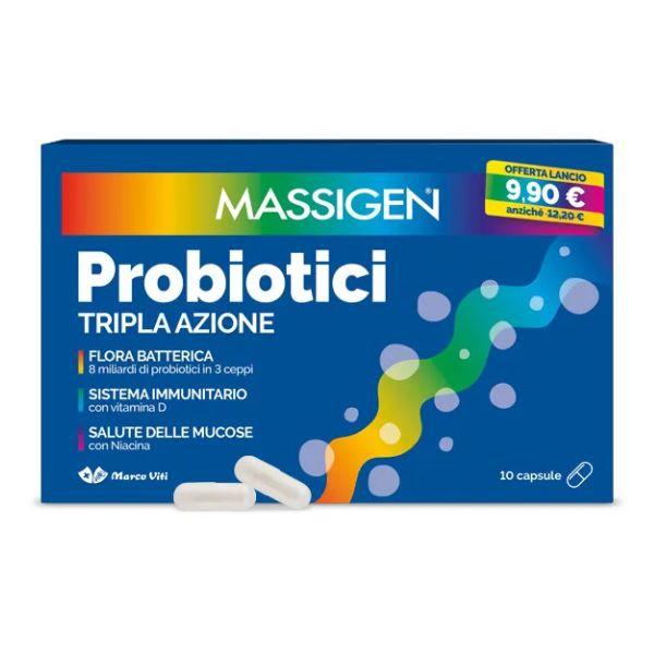 Massigen Probiotici Integratore per la Flora Intestinale 10 Capsule