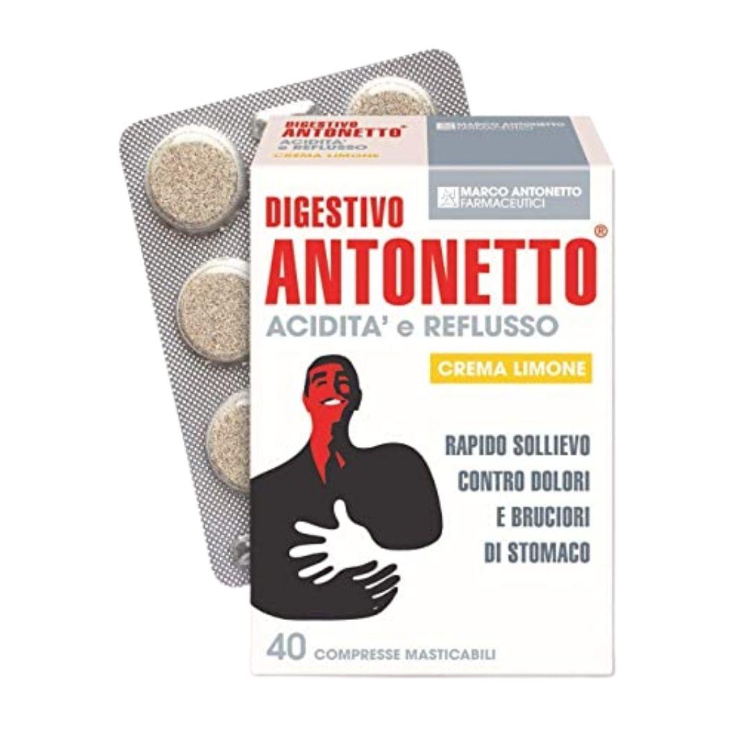 Digestivo Antonetto AciditĆ e Reflusso Gusto Limone 40 Compresse Masticabili