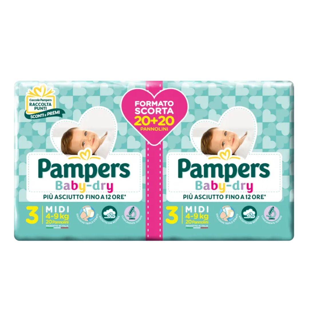 Pampers Baby Dry Duodwct Midi (4-9KG) Pannolini 40 Pezzi