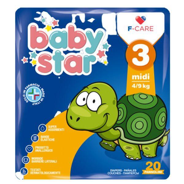 Babystar Pannolini Classic Midi 4/9 Kg Taglia 3 20 Pezzi