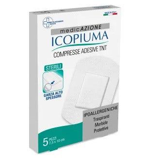 Icopiuma Compresse di Garza Adesiva Sterile In TNT 10x7,5 cm 5 pezzi