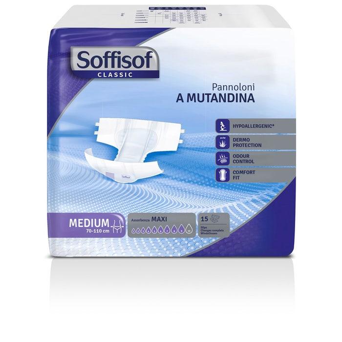 Soffisof Pannoloni a Mutandina Con Adesivi Classic Maxi Taglia Medium 15 Pezzi