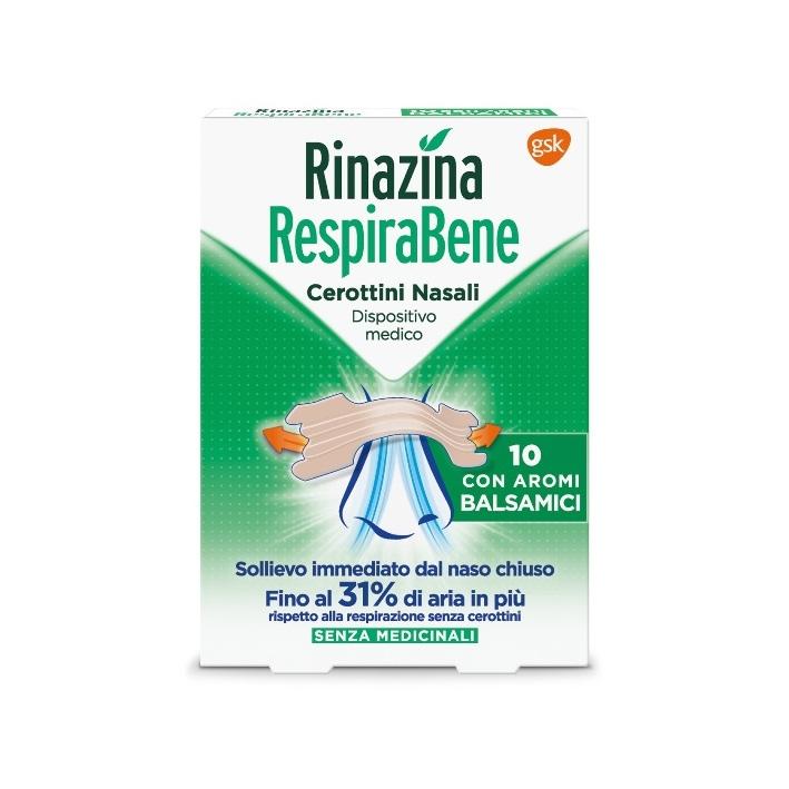 Rinazina Respirabene 10 Cerotti Nasali con Aromi Balsamici