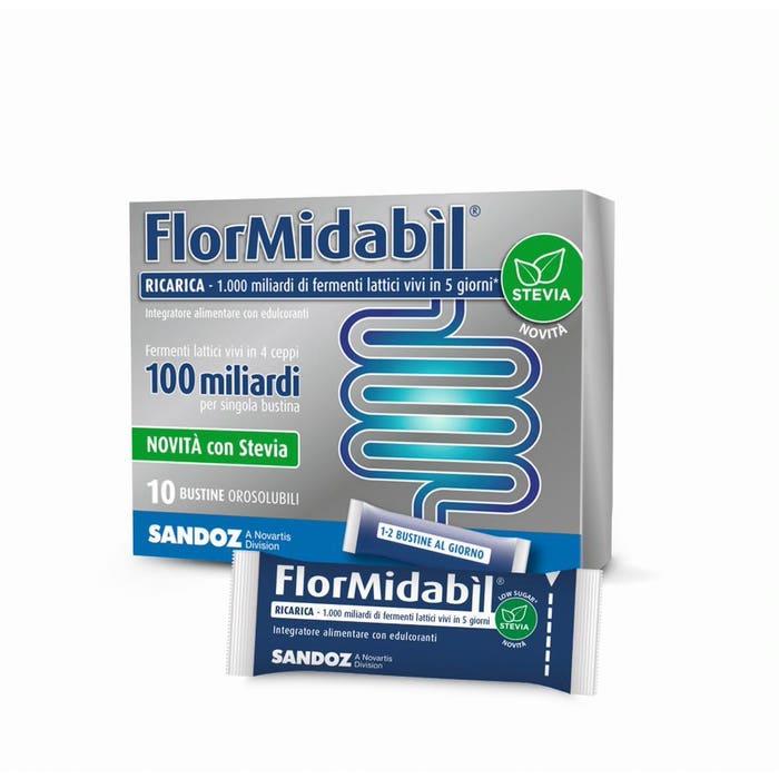 FlorMidabil Ricarica Con Stevia Integratore Con 100 Miliardi di Fermenti Lattici