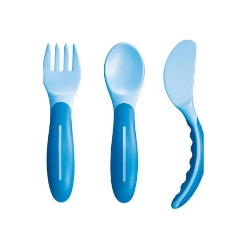 Mam Baby's Cutlery Set Posate Azzurre Per Bambini 6 Mesi+