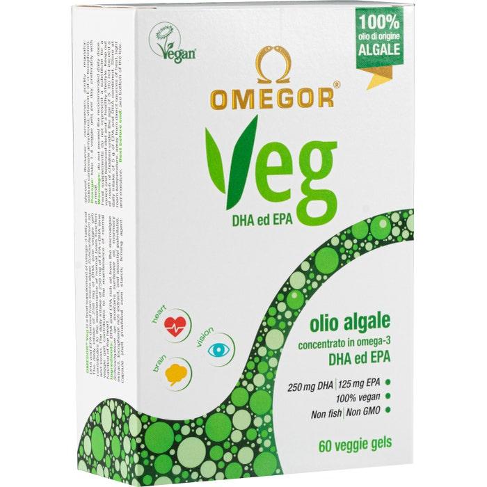 Omegor Veg Integratore Omega3 EPA DHA Funzione Cerebrale e Cardiaca 60 Capsule