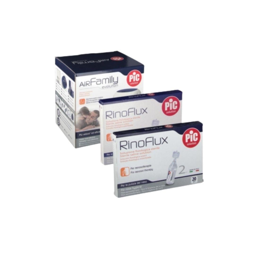 Pic Aerosol Air Family+Rinoflux Soluzione 2ml 20pz+Rinoflux Soluzione 5ml 20pz