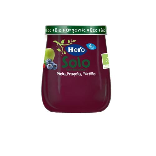 Hero Solo Omogeneizzato Biologico Mela, Fragola e Mirtillo 120 gr