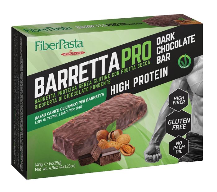 Fiberpasta Barretta Proteica Dark Chocolate Integratore Energetico 4 x 35g