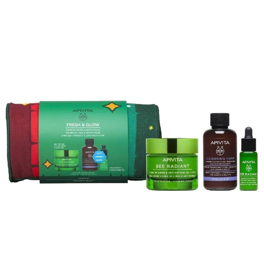 Apivita Fresh&Glow Cofanetto Crema Viso Bee Radiant + Detergente + Siero