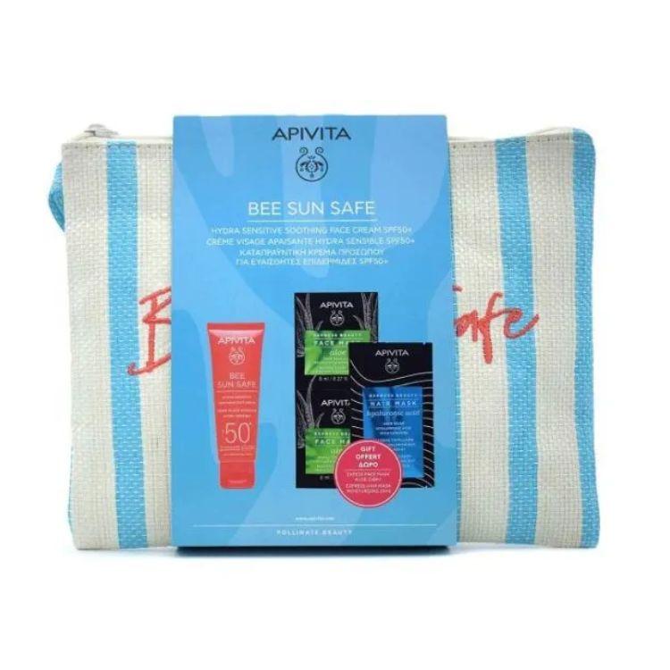 Apivita Bee Sun Safe Crema Viso Pelli Sensibili SPF50+ Maschere