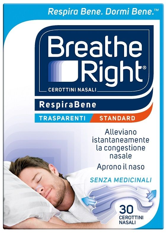 Breathe Right Strisce Nasali Trasparenti per una Respirazione Migliore 30 Pezzi