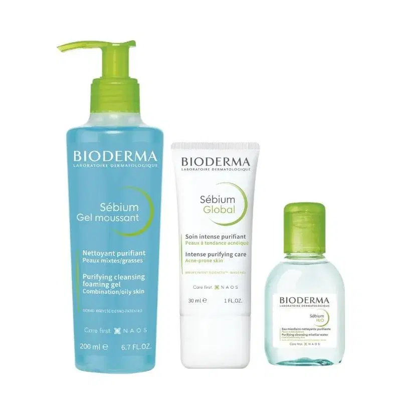 Kit Bioderma Sebium Gel Moussant +Sebium Global + Sebium H20 Acqua Micellare
