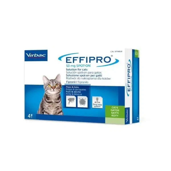 Effipro Spot-On Antiparassitario per Gatti 4 Pipette