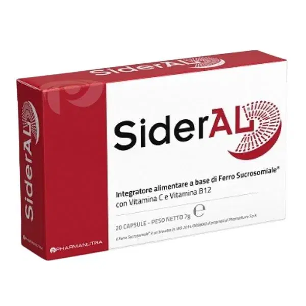 SiderAl Integratore Alimentare di Ferro e Vitamine C e B12 20 Capsule