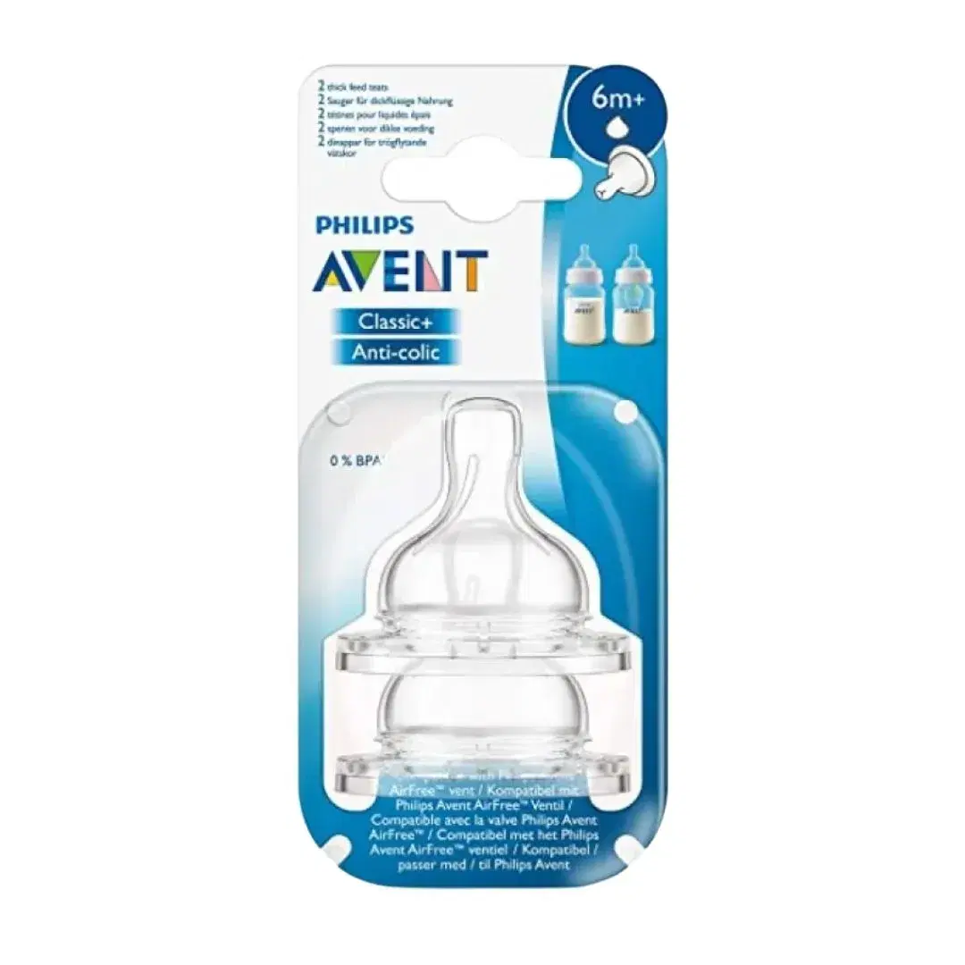 Avent 2 Tettarelle Classic+ Flusso Veloce Anti Colica 4 Fori 6m+