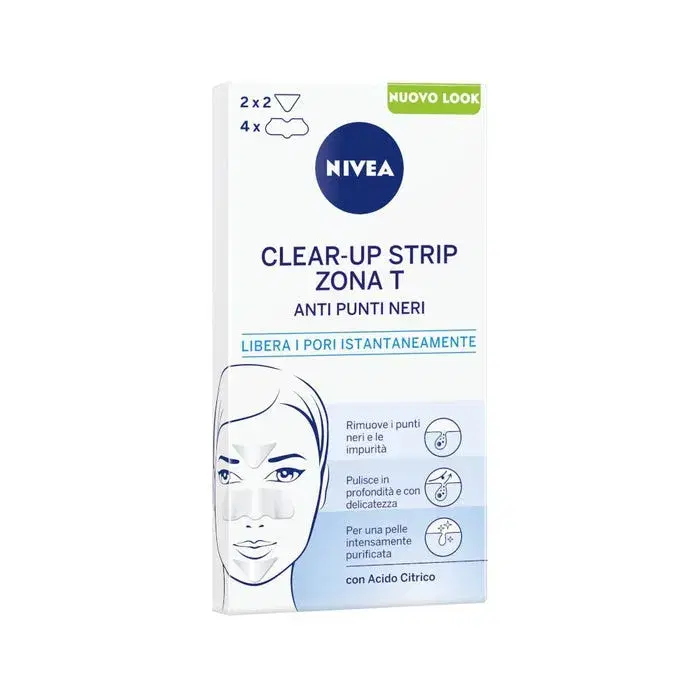 Nivea Clear-Up Strip Zona T Cerotti per Rimuovere Punti Neri 6 Pezzi
