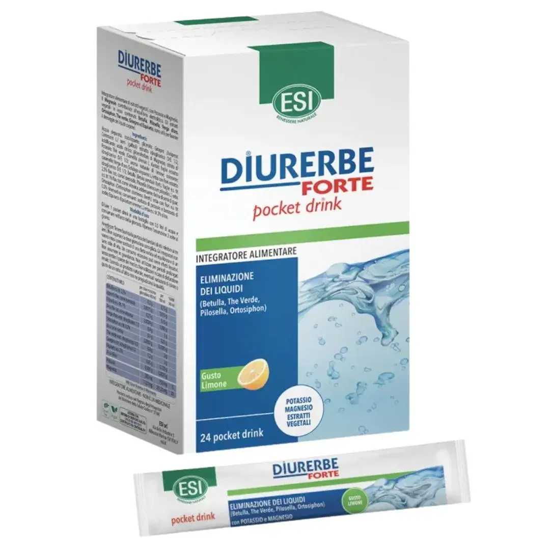 Esi Diurerbe Forte Integratore Alimentare Diuretico 24 Pochet Drink Limone