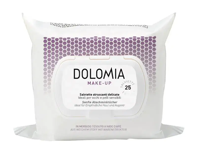 Dolomia Linea Trucco Viso 25 Salviette Struccanti per Occhi e Pelli Sensibili