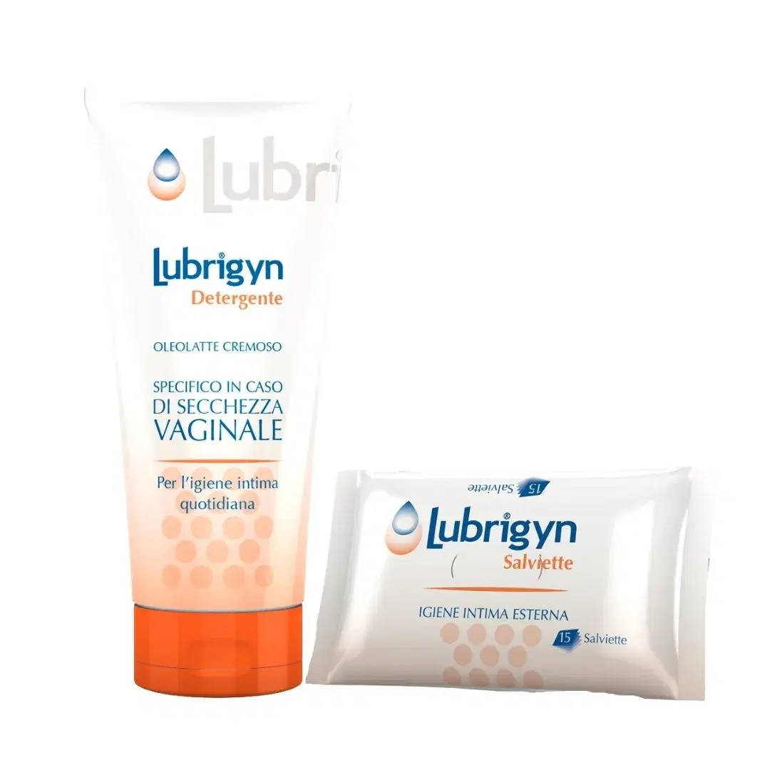 Lubrigyn Cofanetto Detergente Intimo Oleolatte Cremoso 200 ml + 15 Salviettine