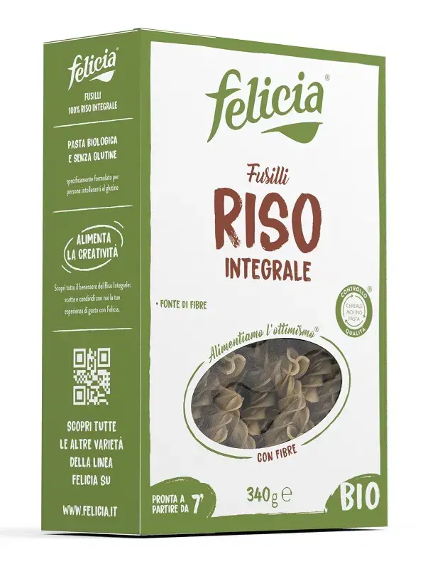 Felicia Bio Riso Integrale Fusilli Pasta Biologica e Senza Glutine 340 G