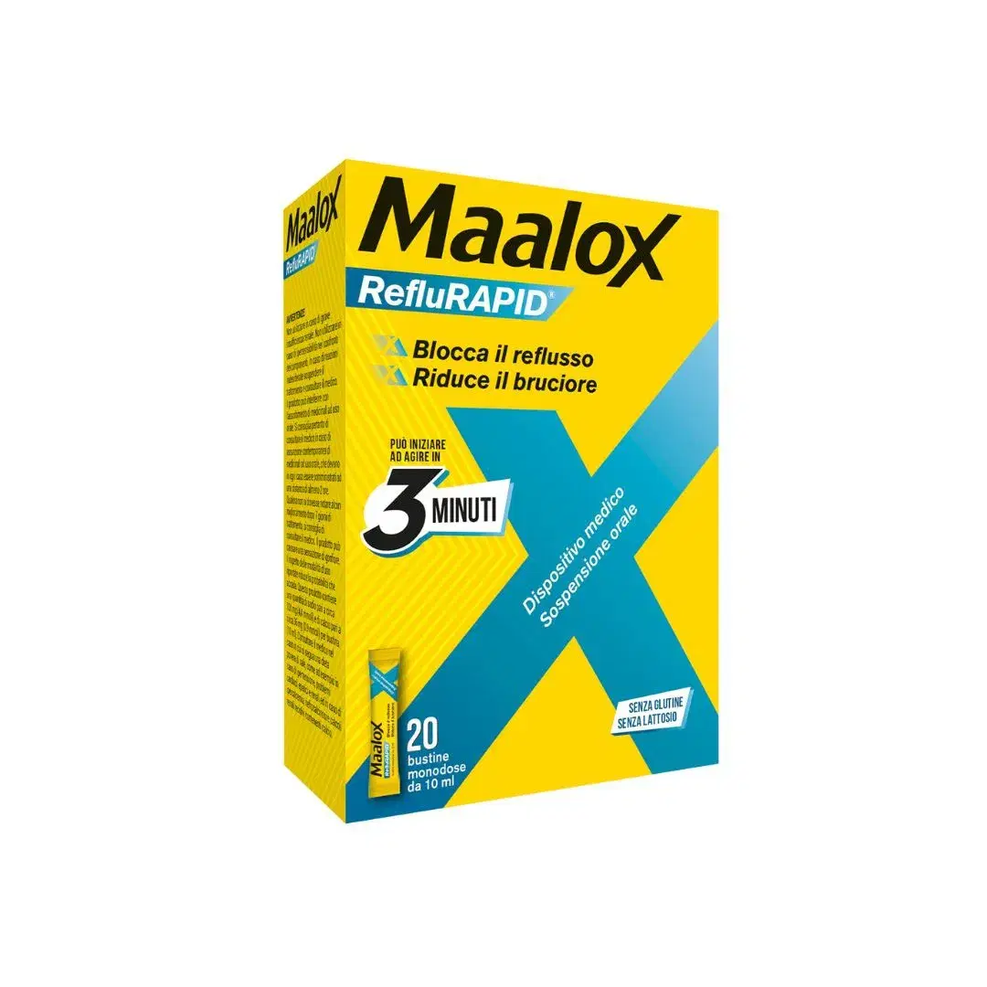 Maalox RefluRAPID Blocca il Reflusso Gastrico e il Bruciore 20 Bustine