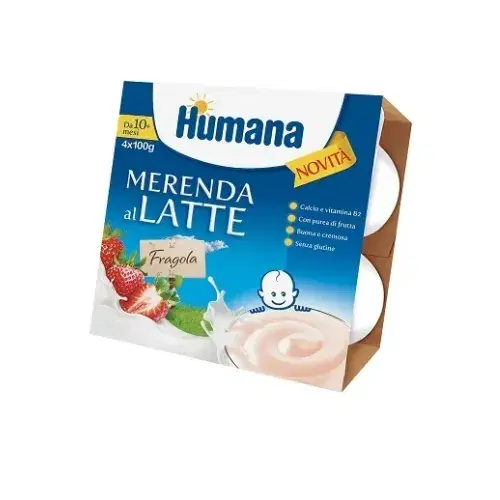 Humana Merenda Latte Fragola 4x100g 10 Mesi+