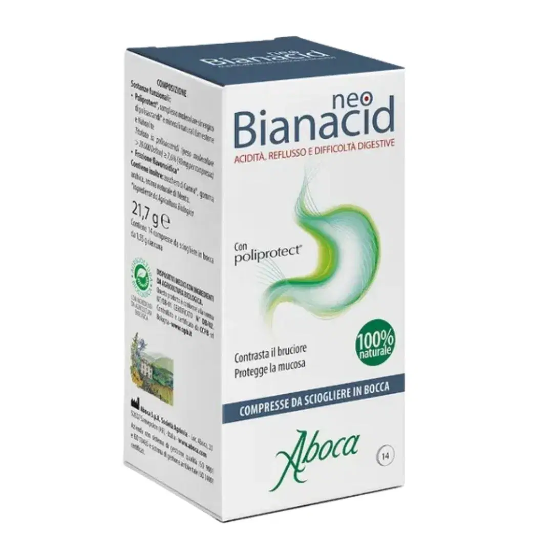 Aboca NeoBianacid Integratore Per Acidità e Reflusso 14 Compresse Masticabili
