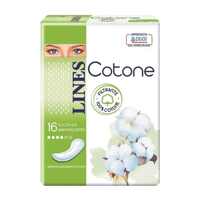 Lines Cotone Giorno Assorbente Anatomico Disteso 16 Pezzi