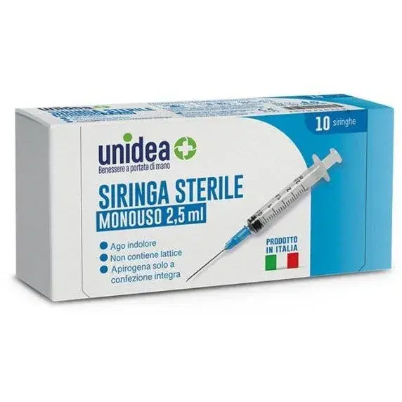 Unidea Siringa Sterile Monouso 2,5ml 10 Pezzi