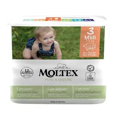 Pannolini Moltex Pure&Nature Midi Taglia 3 -4/9kg- 33 Pezzi