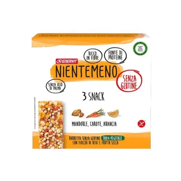 Enervit Nientemeno Barretta Mandorle Carote e Arancia Senza Glutine 3 x 33 gr