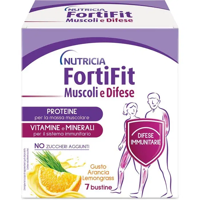 Fortifit Muscoli e Difese Integratore Gusto Arancia Lemongrass 7 Bustine