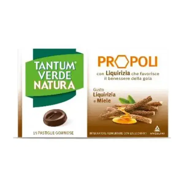 Tantum Verde Natura 15 Pastiglie Gommose per la gola alla Liquirizia e Miele