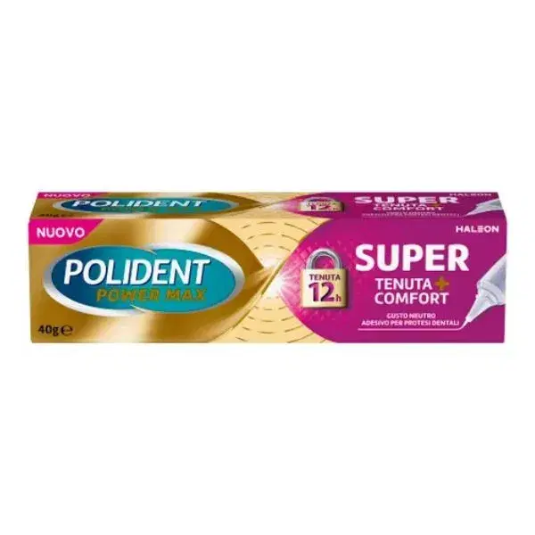Polident Super Tenuta + Comfort Adesivo Per Protesi Dentale Gusto Neutro 40g
