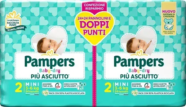 Pampers BD Duo Downcount Pannolini Mini 48 Pezzi
